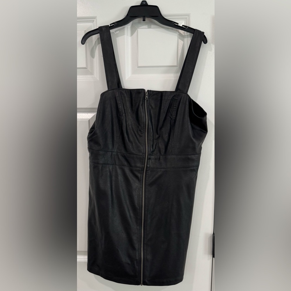 Faux Leather Full Zip Mini Dress